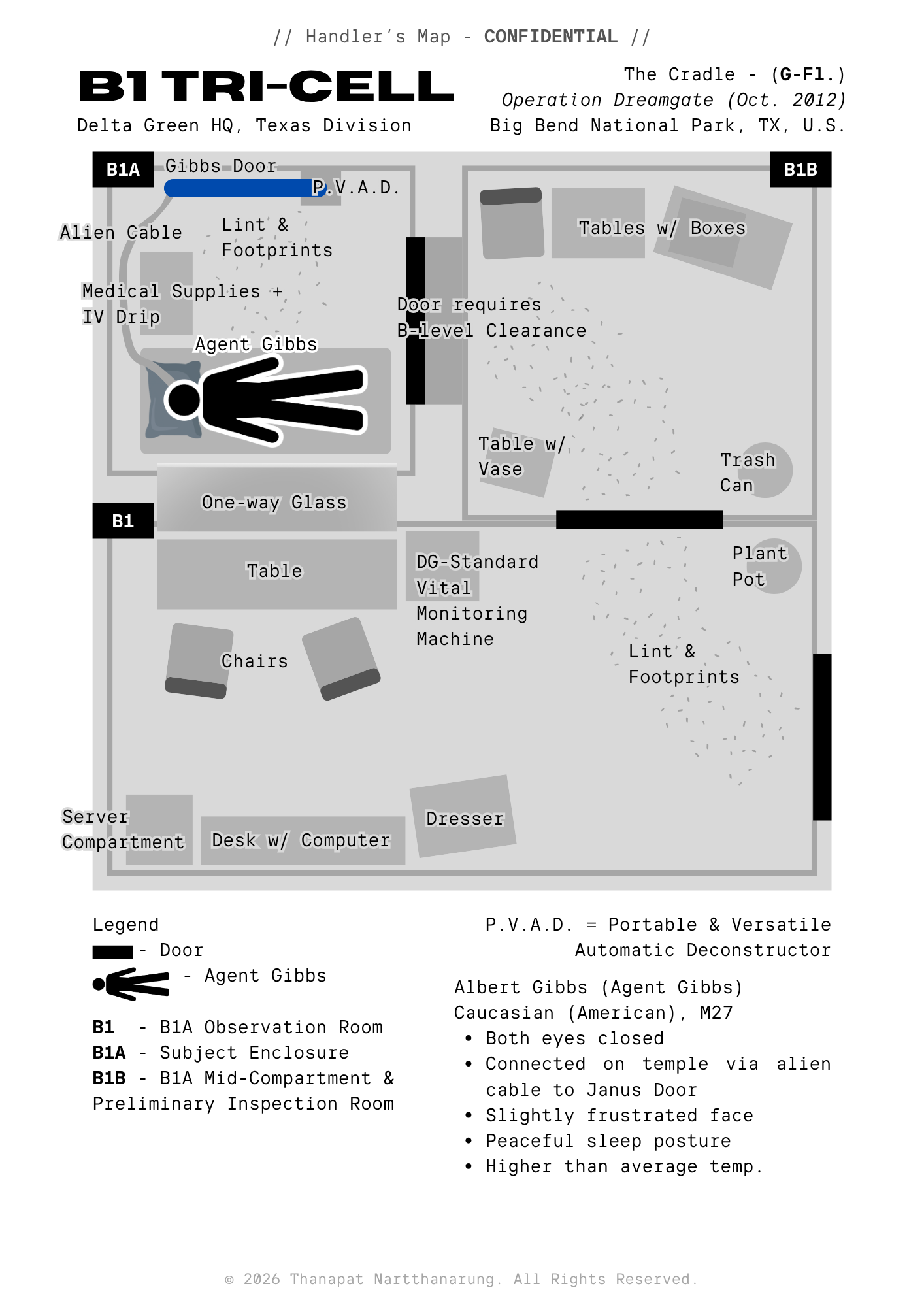 The Cradle: B1 Tri-Cell, A Custom Delta Green Oneshot Map - Handler's Ver. (2026)